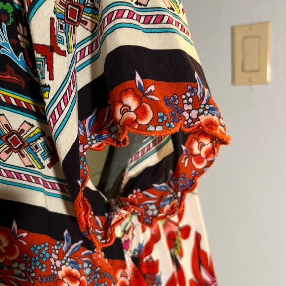 Johnny Was Large Hollywood Bold Boho Floral Cover-up A-line Tunic Mini - Picture 6 of 10